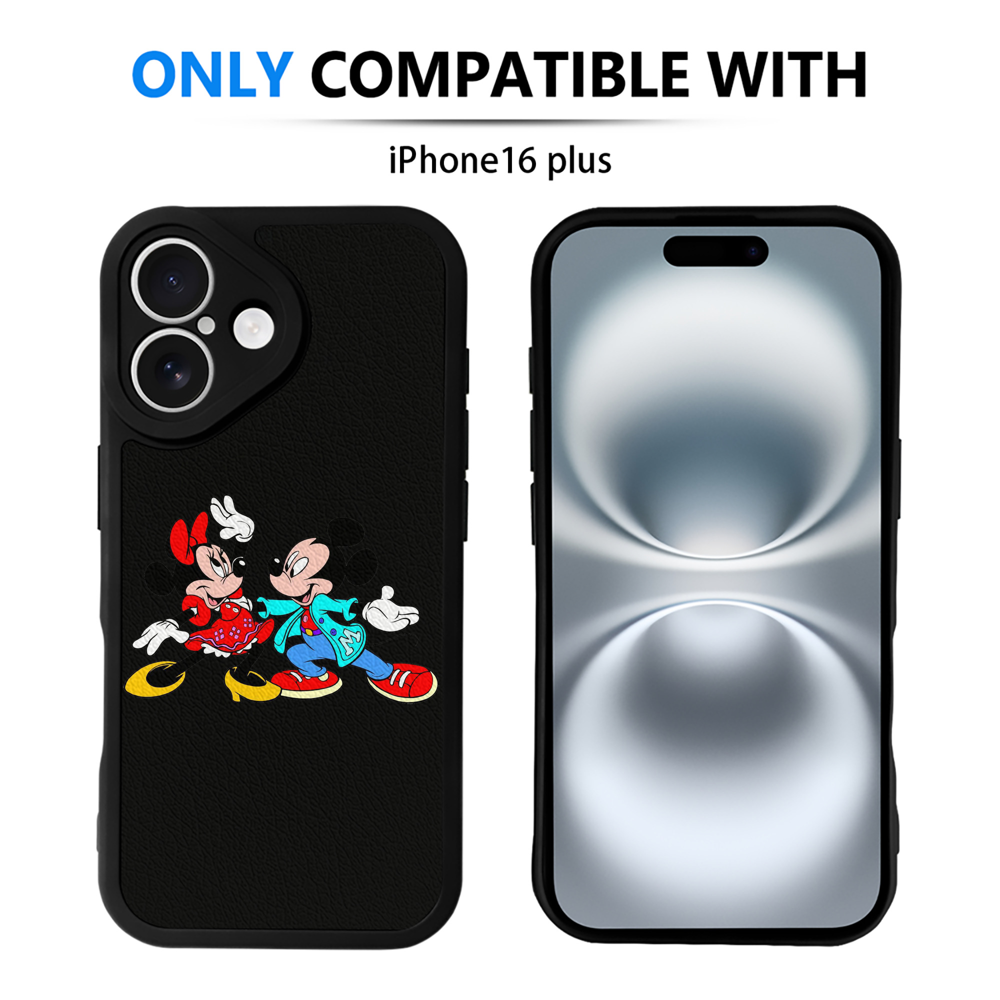 （画像用） ミッキーマウス Mickey Mouse 【iPhone 16シリーズ対応】シリコンスマホケース（レザー調） 材質：シリコン